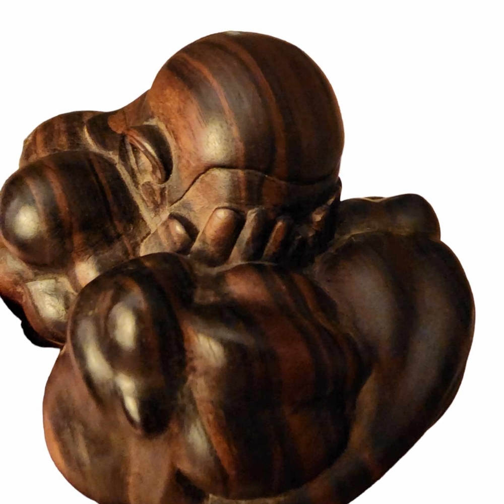 Vintage wood carved weeping booda